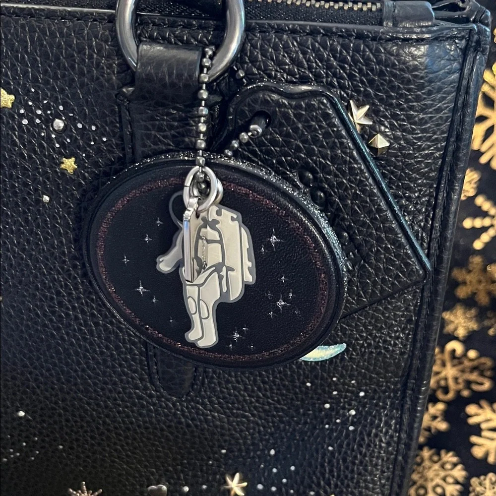 Coach Rare NASA Space black Shoulder Bag with Charms - Picture 15 of 16